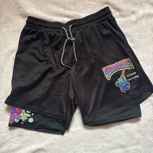 Vibrant Black Graphic Athletic Shorts